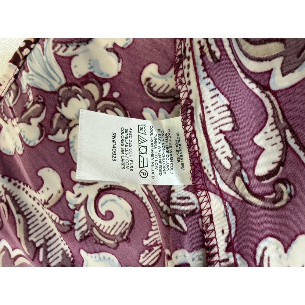 LOFT Floral V-Neck Long Sleeve Dress XL Burgundy Lavender NWT - Picture 7 of 8